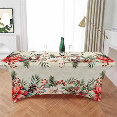 Aperturee - Aperturee Watercolor Poinsettia Sweet Simple Stretch Table Cover