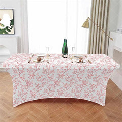 Aperturee - Aperturee Watercolor Seamless Pink Flower Stretch Table Cover