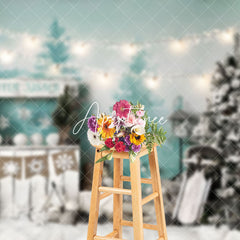 Aperturee - Aperturee Watercolor Trees Winter Kisses Christmas Backdrop