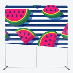 Aperturee - Aperturee Watermelon Indigo And White Stripe Fabric Backdrop