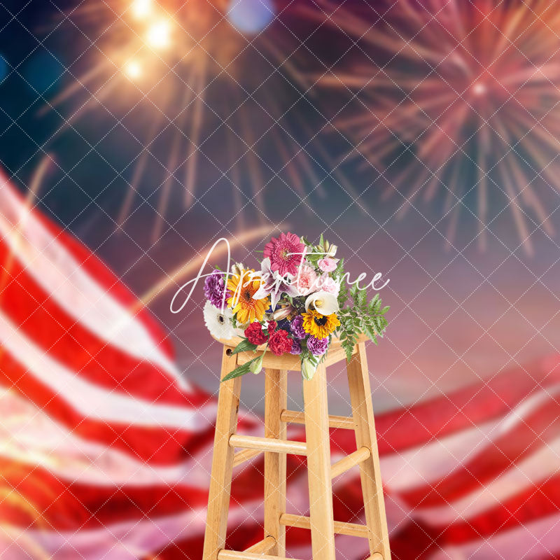 Aperturee - Aperturee Waving Usa Flag Bloom Sparkle Celebrates Backdrop