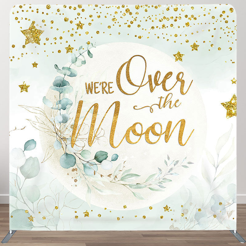 Aperturee - Aperturee We Are Over The Moon Fabric Backdrop Cover for Baby Shower