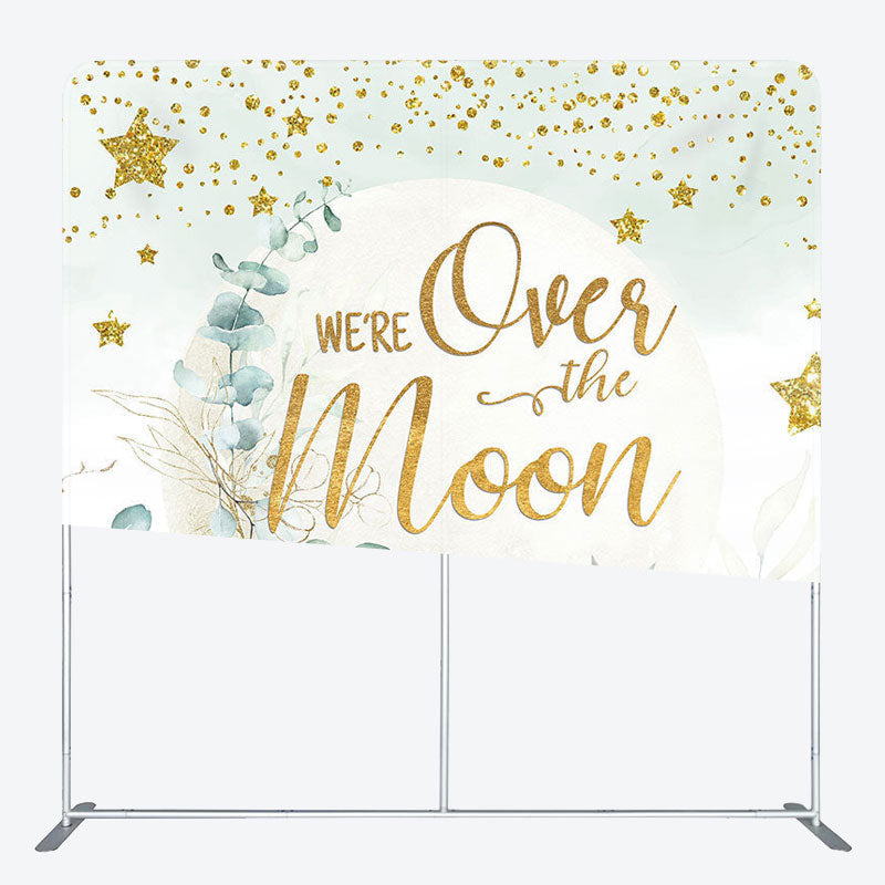 Aperturee - Aperturee We Are Over The Moon Fabric Backdrop Cover for Baby Shower