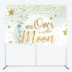 Aperturee - Aperturee We Are Over The Moon Fabric Backdrop Cover for Baby Shower