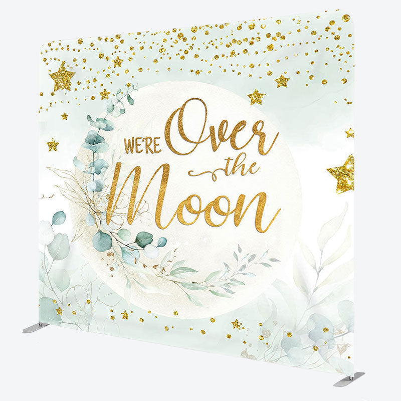 Aperturee - Aperturee We Are Over The Moon Fabric Backdrop Cover for Baby Shower