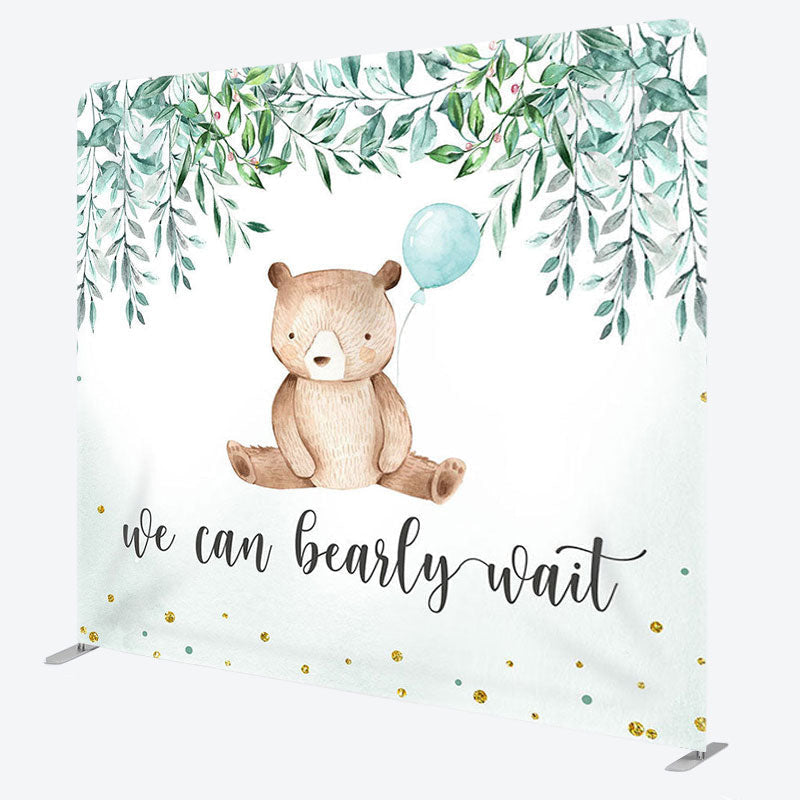 Aperturee - Aperturee We Can Bearly Wait Fabric Backdrop Cover for Baby Shower