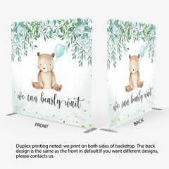 Aperturee - Aperturee We Can Bearly Wait Fabric Backdrop Cover for Baby Shower