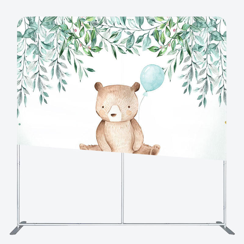 Aperturee - Aperturee We Can Bearly Wait Fabric Backdrop Cover for Baby Shower