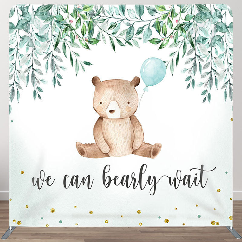 Aperturee - Aperturee We Can Bearly Wait Fabric Backdrop Cover for Baby Shower