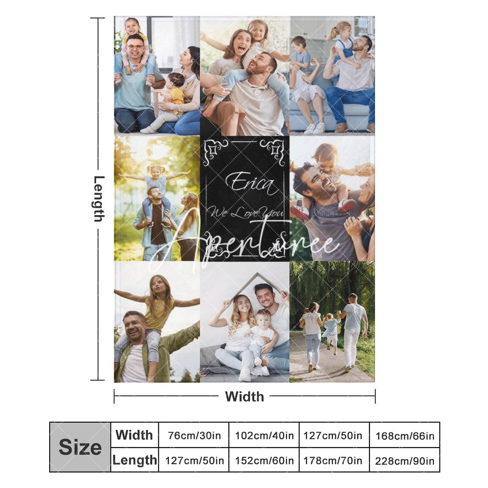 Aperturee - Aperturee We Love You Custom Baby Name Family Photo Blanket