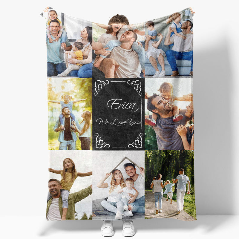 Aperturee - Aperturee We Love You Custom Baby Name Family Photo Blanket