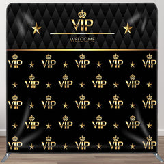 Aperturee - Aperturee Welcome Gold Vip Fabric Backdrop Cover for Birthday