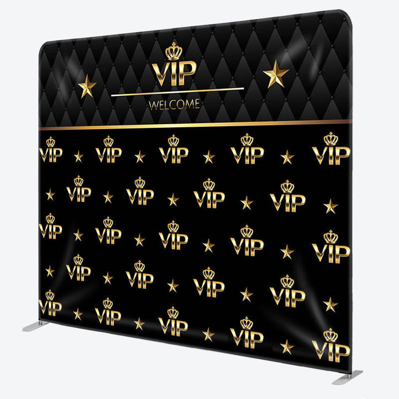 Aperturee - Aperturee Welcome Gold Vip Fabric Backdrop Cover for Birthday