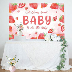 Aperturee - Aperturee Welcome Sweet Strawberry Girl Baby Shower Backdrop