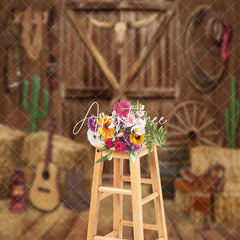 Aperturee - Aperturee Western Cowboy Barn Haystack Guitar Wood Backdrop