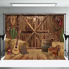 Aperturee - Aperturee Western Cowboy Barn Haystack Guitar Wood Backdrop