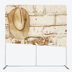 Aperturee - Aperturee Western Cowboy Hat Beige Brick Wall Party Backdrop