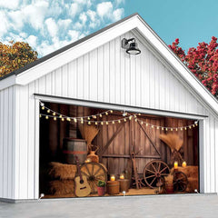 Aperturee - Aperturee Western Cowboy Style Wood Barn Garage Door Banner