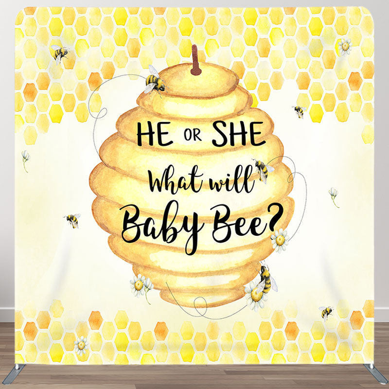 Aperturee - Aperturee What Will Baby Bee Fabric Backdrop Cover for Baby Shower