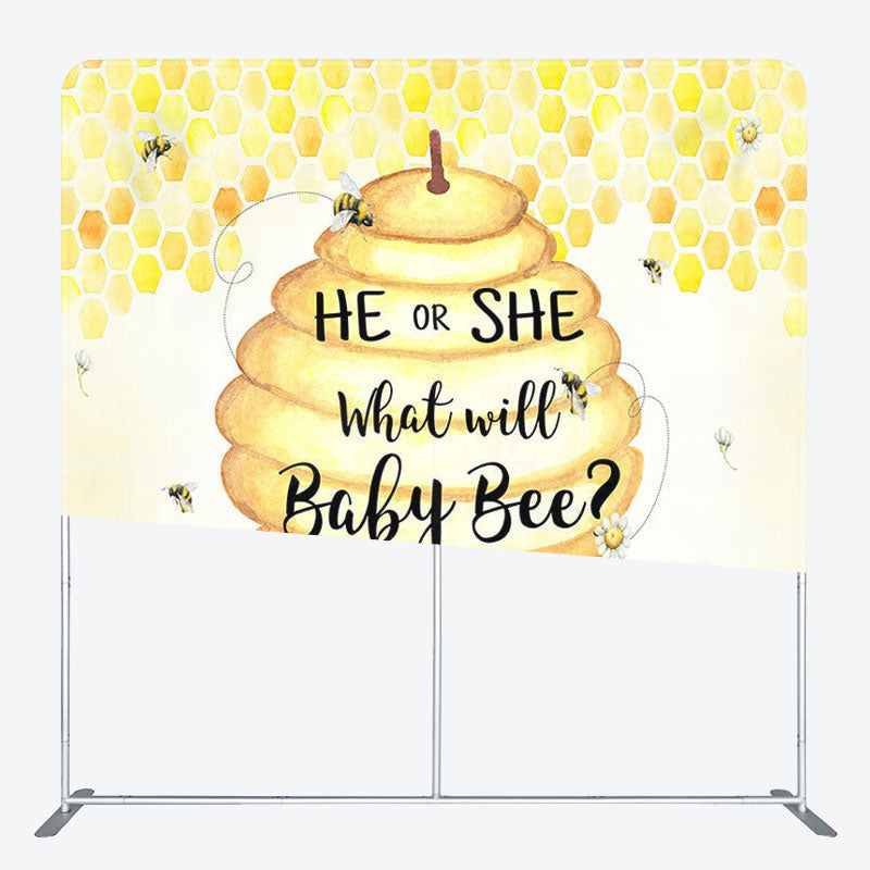 Aperturee - Aperturee What Will Baby Bee Fabric Backdrop Cover for Baby Shower