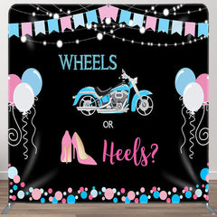 Aperturee - Aperturee Wheels Or Heels Fabric Backdrop Cover for Baby Shower