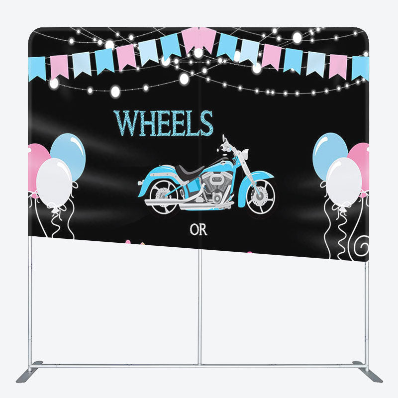 Aperturee - Aperturee Wheels Or Heels Fabric Backdrop Cover for Baby Shower