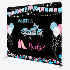 Aperturee - Aperturee Wheels Or Heels Fabric Backdrop Cover for Baby Shower