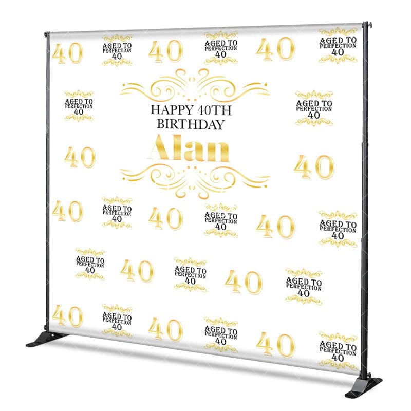 Aperturee - Aperturee White Aged To Perfection 40 Custom Birthday Backdrop