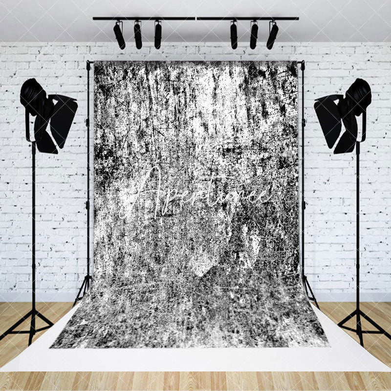 Aperturee - Aperturee White Black Messy Abstract Texture Photo Backdrop