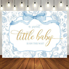 Aperturee - Aperturee White Blue Bear Floral Sweet Little Baby Backdrop