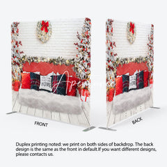 Aperturee - Aperturee White Brick Wall Bed Christmas Tension Fabric Backdrop