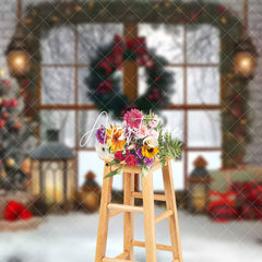 Aperturee - Aperturee White Brick Wall Interior Christmas Photo Backdrop