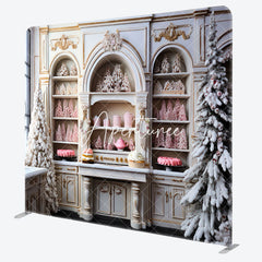 Aperturee - Aperturee White Cabinet Tree Dessert Christmas Square Backdrop