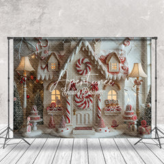 Aperturee - Aperturee White Candy House Xmas Tree Christmas Photo Backdrop