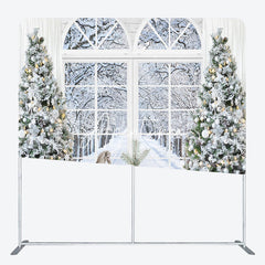 Aperturee - Aperturee White Christmas Trees Window Pillow Cover Backdrop