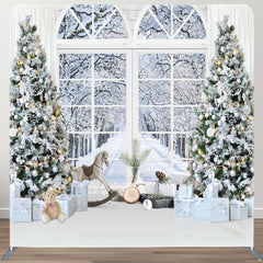 Aperturee - Aperturee White Christmas Trees Window Pillow Cover Backdrop