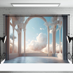 Aperturee - Aperturee White Cloud Sky Arch Balcony Architecture Backdrop