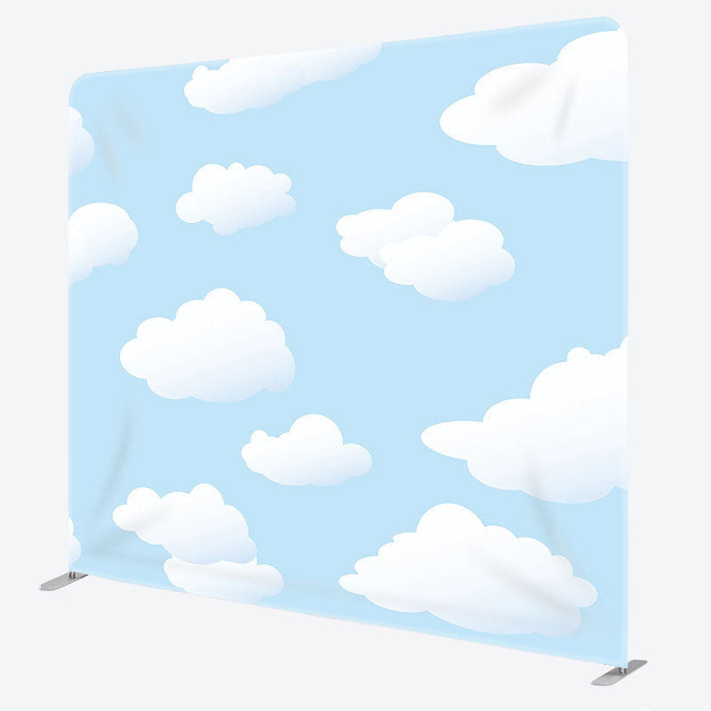 Aperturee - Aperturee White Clouds Blue Sky Fabric Backdrop Cover for Birthday