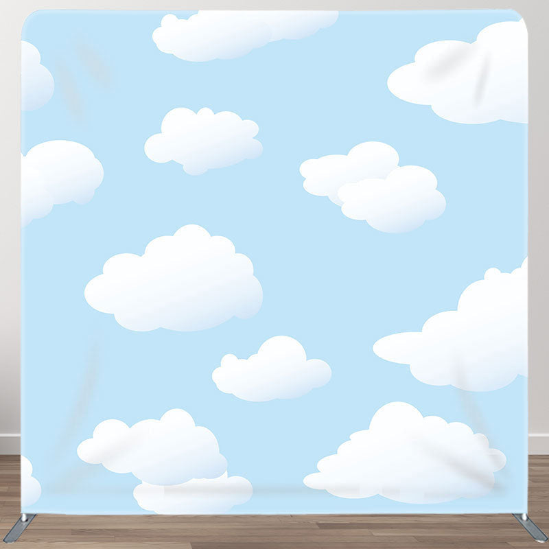 Aperturee - Aperturee White Clouds Blue Sky Fabric Backdrop Cover for Birthday