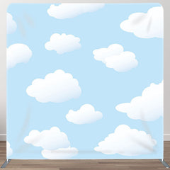 Aperturee - Aperturee White Clouds Blue Sky Fabric Backdrop Cover for Birthday