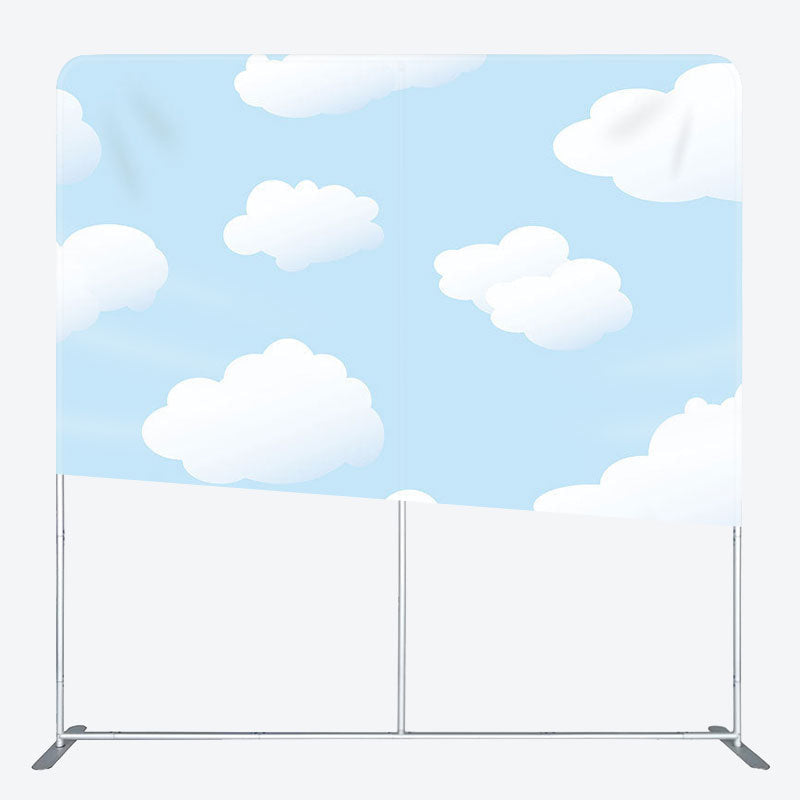 Aperturee - Aperturee White Clouds Blue Sky Fabric Backdrop Cover for Birthday