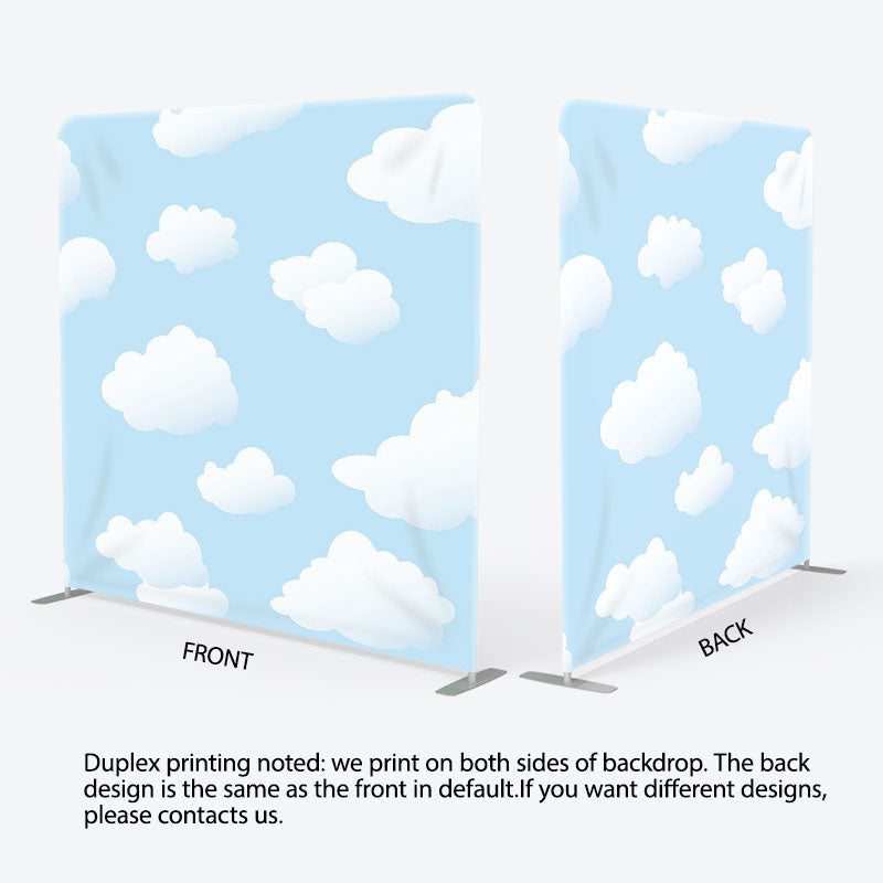 Aperturee - Aperturee White Clouds Blue Sky Fabric Backdrop Cover for Birthday