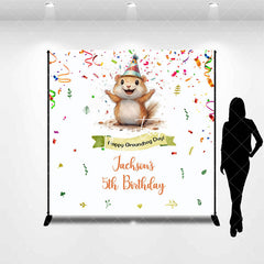 Aperturee - Aperturee White Colorful Ribbons Custom 5th Birthday Backdrop