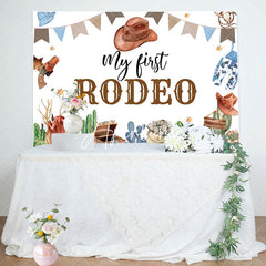 Aperturee - Aperturee White Cowboy My First Rodeo Cowboy Birthday Backdrop