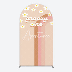 Aperturee - Aperturee White Daisy Floral Rainbow Groovy One Arch Backdrop