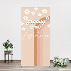 Aperturee - Aperturee White Daisy Floral Rainbow Groovy One Arch Backdrop