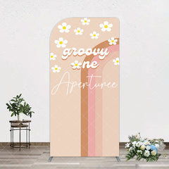 Aperturee - Aperturee White Daisy Floral Rainbow Groovy One Arch Backdrop