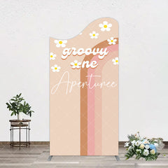 Aperturee - Aperturee White Daisy Floral Rainbow Groovy One Arch Backdrop