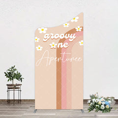 Aperturee - Aperturee White Daisy Floral Rainbow Groovy One Arch Backdrop