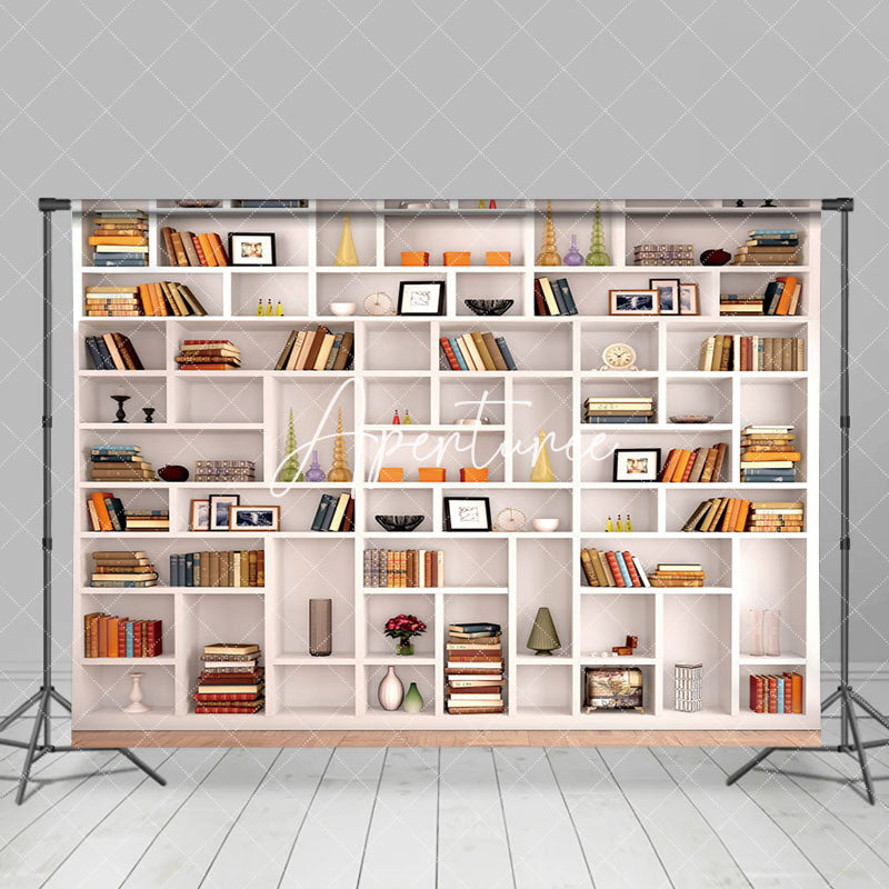 Aperturee - Aperturee White Display Cabinet Books Vase Household Backdrop